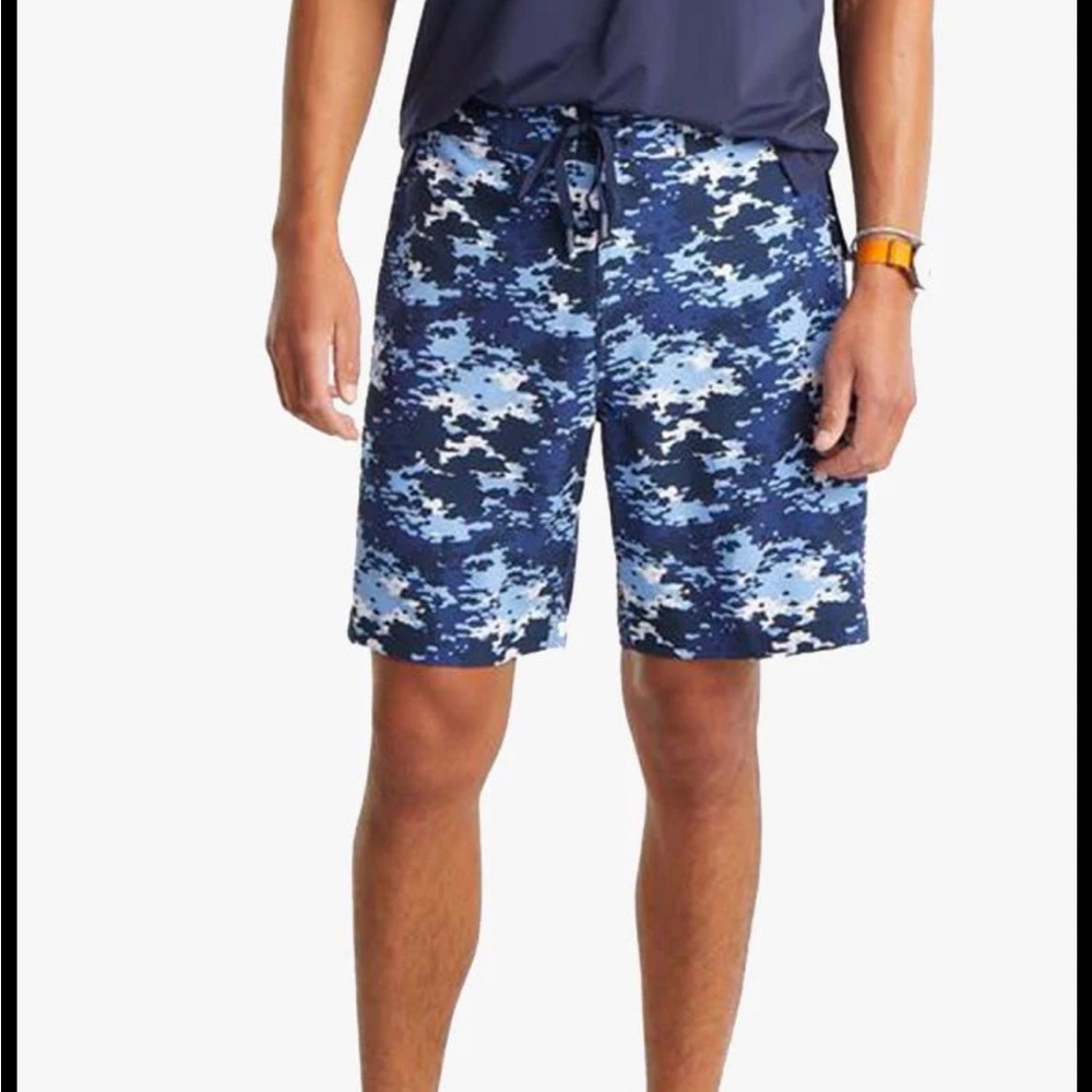 Southern Tide Graffiti Camo Swim Trunk Lined Blue XL